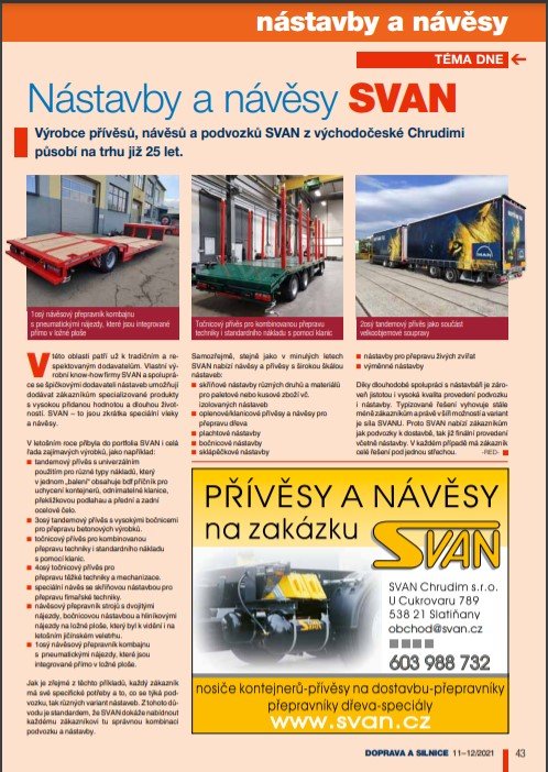 AKTUÁLIS CIKK A DOPRAVA A SILNICE MAGAZINBAN